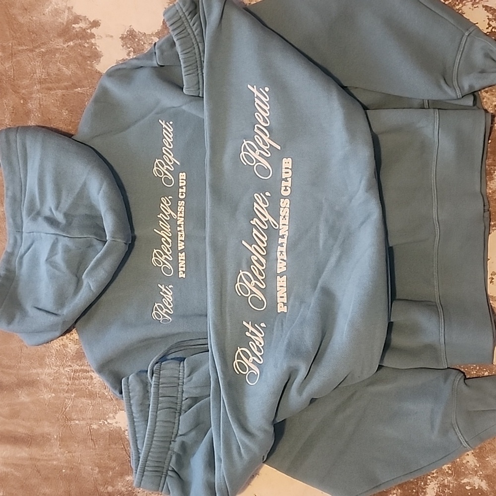 PINK VS Ivy Fleece Campus Set Full-zip Hoodie and Sweatpants. Size: S & XS